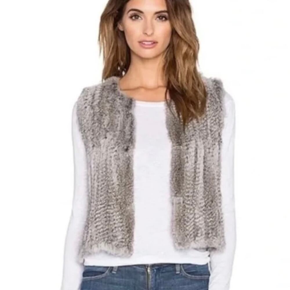 525 America Luxe Rabbit Fur Vest - Gray - Size L
